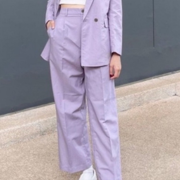 Uniqlo Wide Leg Linen Pant - Lilac - Picture 2 of 7